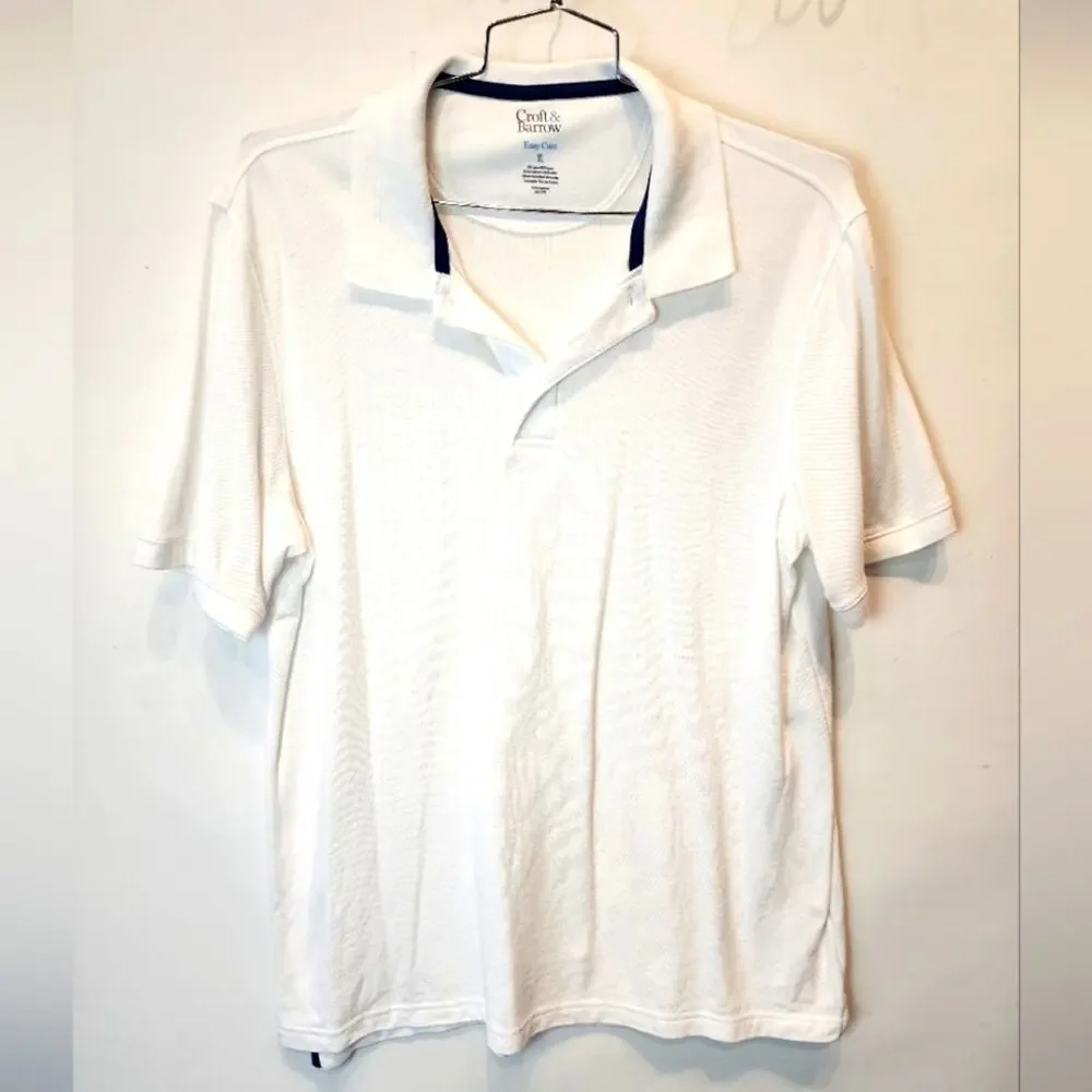 Croft & Barrow Men's White Polo Shirt Short Sleeve‎ Golf Shirt XL